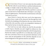 Text page from a book or document with a yellow border and text about Jesus Christ.