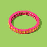 Penelope Stretch Bracelet - Enamel w/Small Rectangle Stones