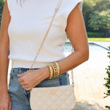 Livi Cream Quilted Crossbody Bag