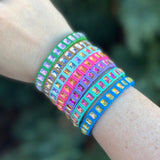 Penelope Stretch Bracelet - Enamel w/Small Rectangle Stones