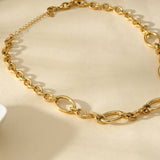 Golden Necklace With Five Separate Large Links