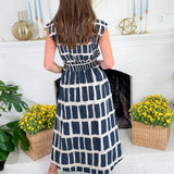 Acre Navy Squares Maxi Dress Entro