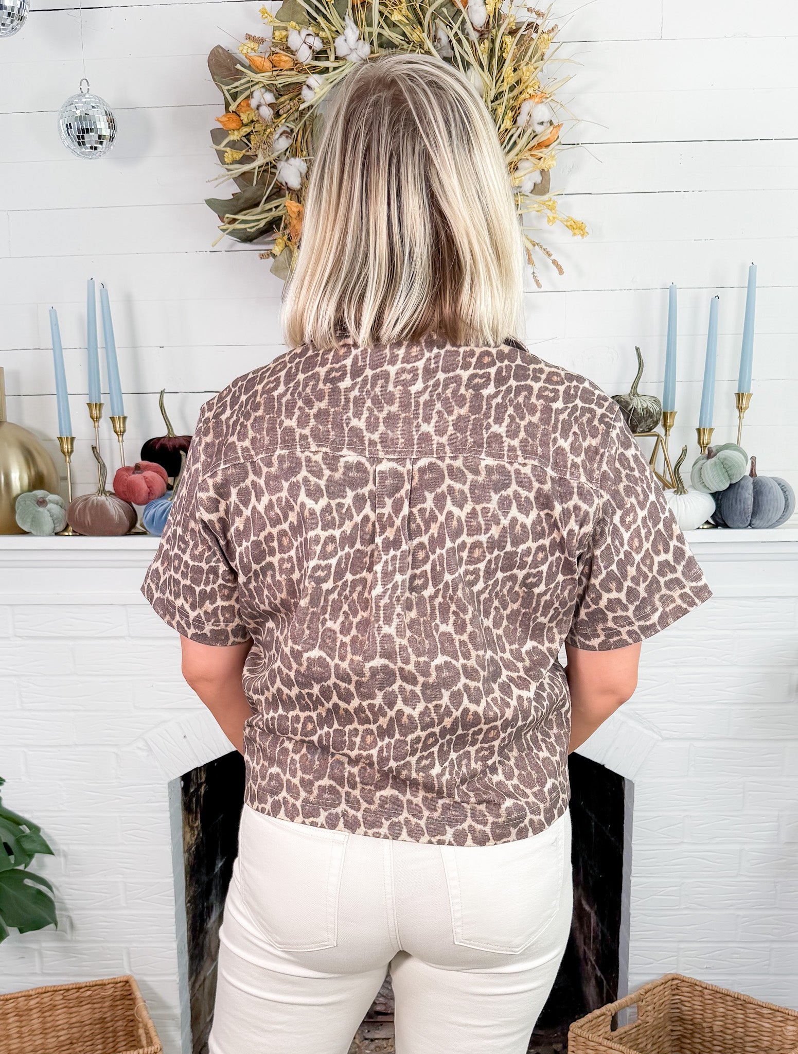 Amber Leopard Denim Pocket Crop Top Karlie