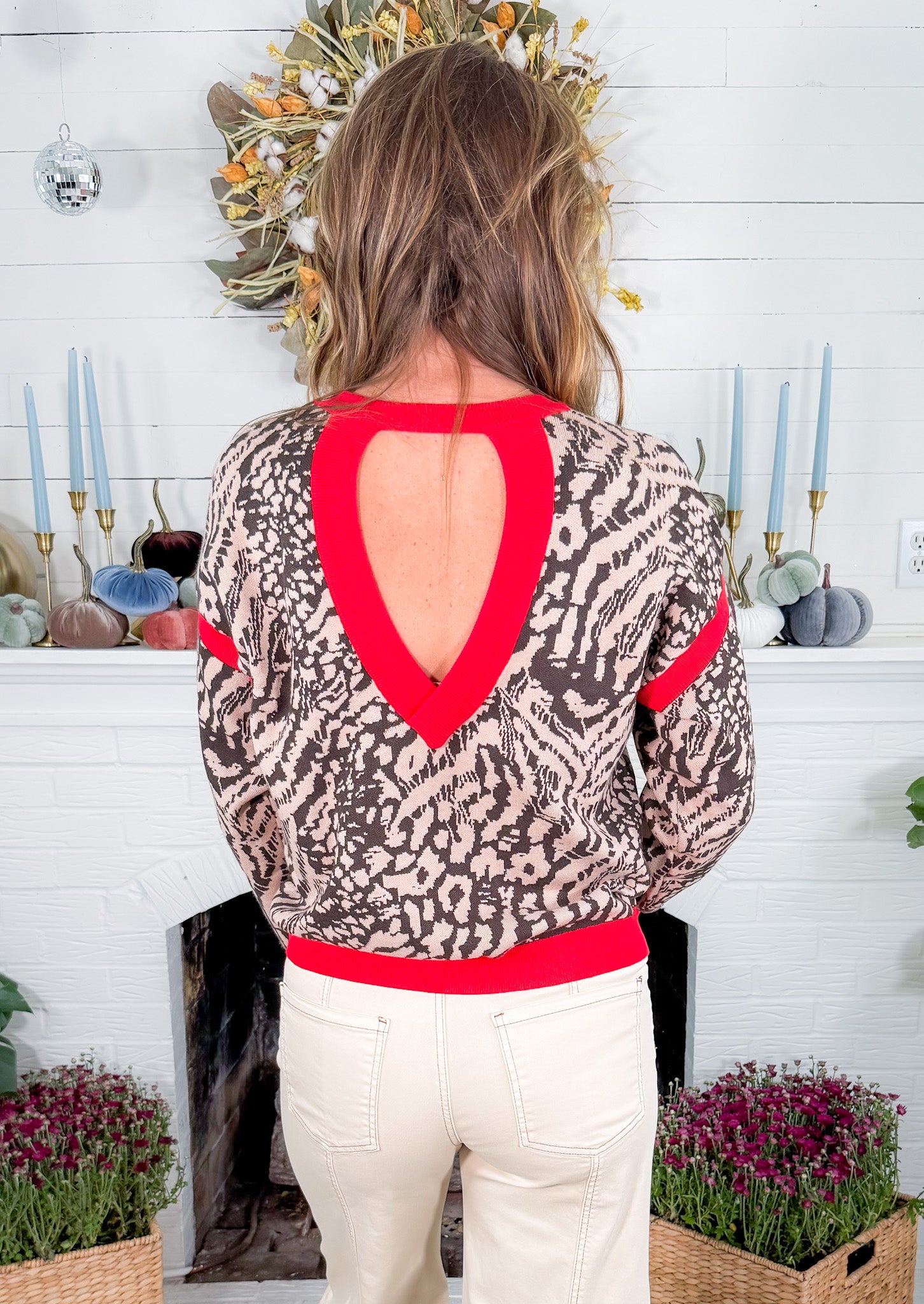 Aretha Contrast Open Back Sweater