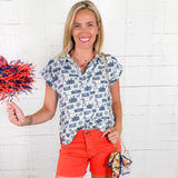Auburn Team Toile Button Front Top Stewart Simmons