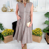 Baker Chocolate Gingham Maxi Dress Entro
