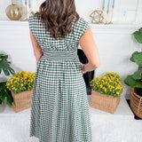 Baker Forest Green Gingham Maxi Dress Entro