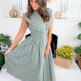 Baker Forest Green Gingham Maxi Dress Entro