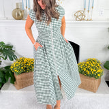 Baker Forest Green Gingham Maxi Dress Entro