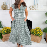 Baker Forest Green Gingham Maxi Dress Entro