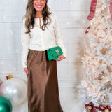 Barbara Bronze Satin Maxi Skirt Lucy Paris
