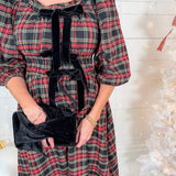 Barber Black Plaid + Velvet Maxi Dress Entro