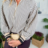 Barclay Black Striped Quarter Zip Top Entro
