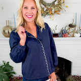 Benton Navy Scallop Edge Top Jodifl