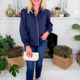 Benton Navy Scallop Edge Top Jodifl