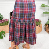 Berry Plaid Flannel Maxi Skirt