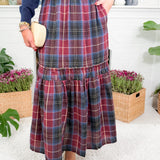 Berry Plaid Flannel Maxi Skirt