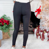 Black Foil Leather Look Crossover Leggings