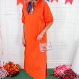 Blakely Orange Pinstripe Midi Dress Adrienne