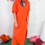 Blakely Orange Pinstripe Midi Dress Adrienne