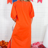 Blakely Orange Pinstripe Midi Dress Adrienne