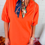 Blakely Orange Pinstripe Midi Dress Adrienne