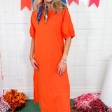 Blakely Orange Pinstripe Midi Dress Adrienne