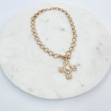 Bold Cross with Pearl Necklace