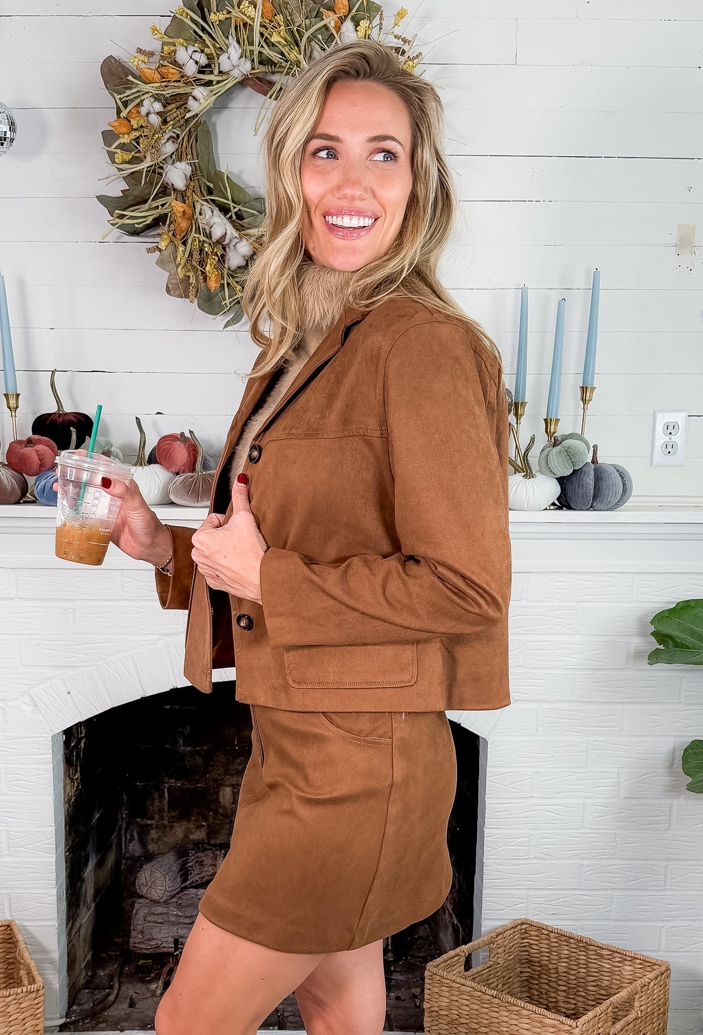 Brent Toffee Faux Suede Jacket Lucy Paris