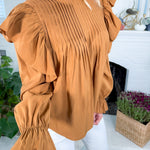 Burch Camel Pleated + Ruffle Top Molly Bracken