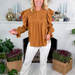 Burch Camel Pleated + Ruffle Top Molly Bracken