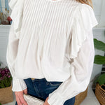 Burch Ivory Pleated + Ruffle Top Molly Bracken