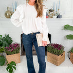 Burch Ivory Pleated + Ruffle Top Molly Bracken