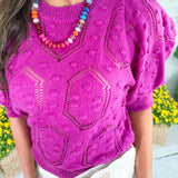 Cannes Magenta Puff Sleeve Sweater Pinch