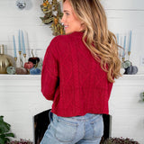 Carmen Burgundy Cable Knit Cropped Sweater Entro