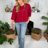 Carmen Burgundy Cable Knit Cropped Sweater Entro