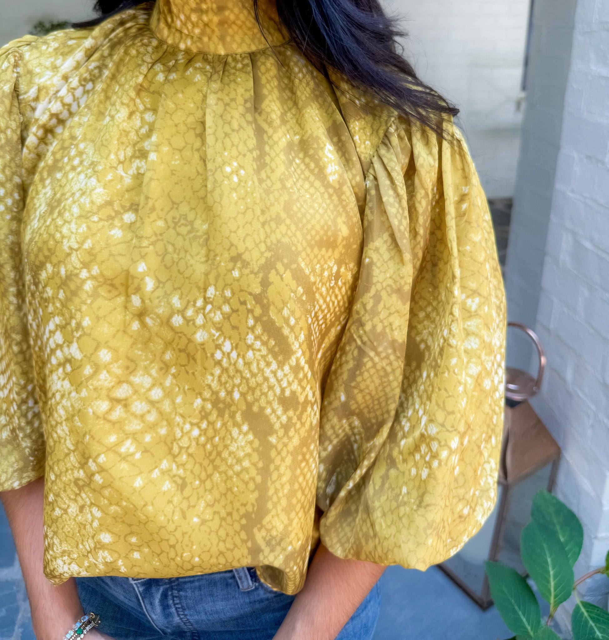 Carmen Chartreuse Python Top SEDGE