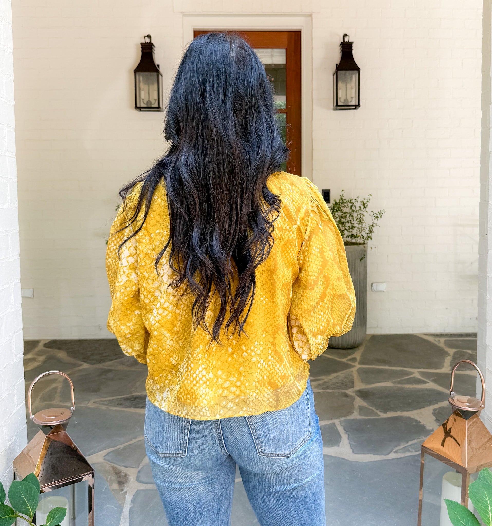 Carmen Chartreuse Python Top SEDGE