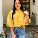 Carmen Chartreuse Python Top SEDGE