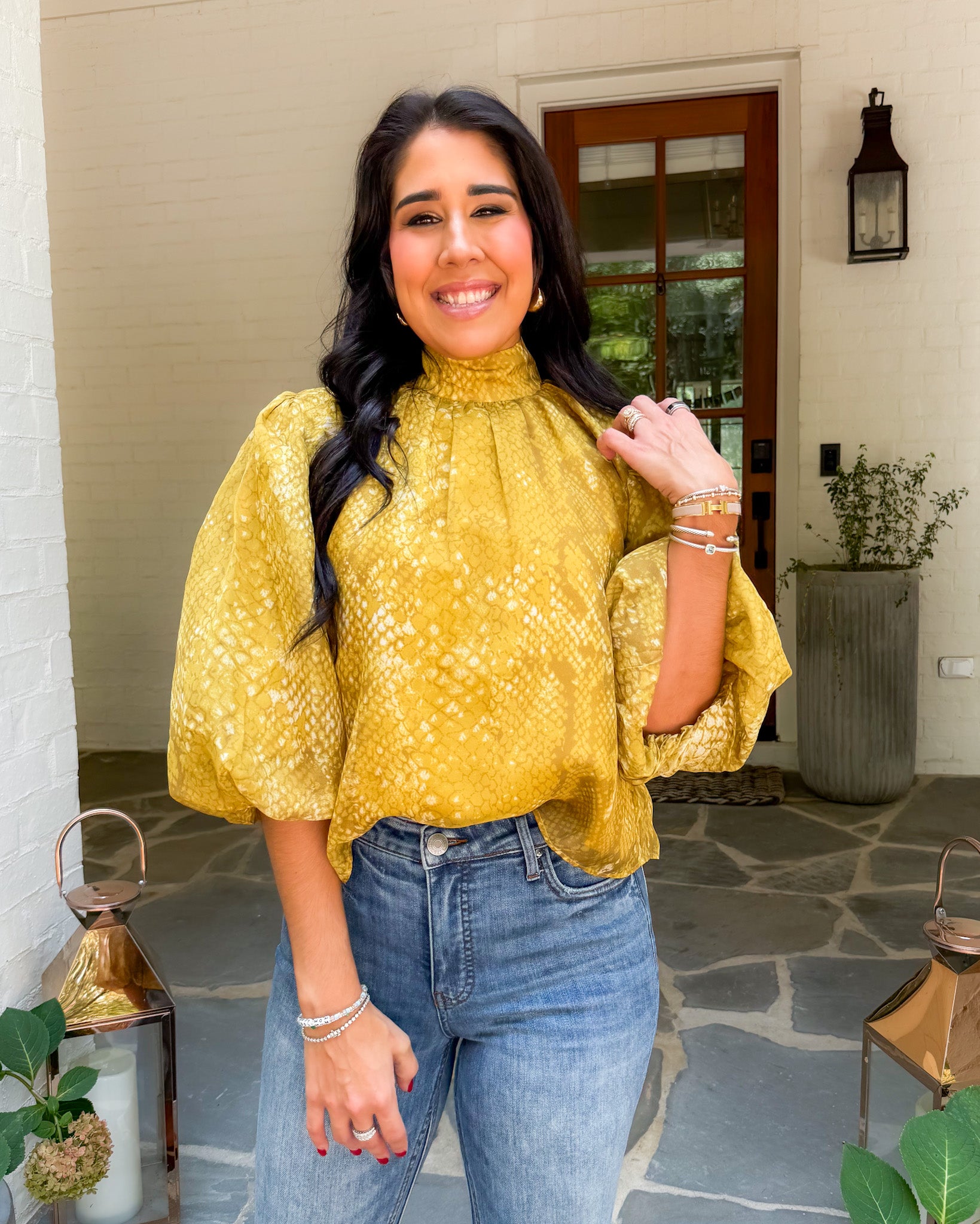 Carmen Chartreuse Python Top SEDGE