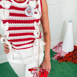 Carruthers Crimson Stripe Bow Sweater Vest