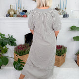 Carson Black Striped V-Neck Maxi Dress Entro