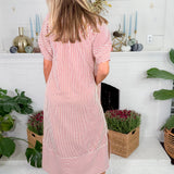 Carson Rust Striped V-Neck Maxi Dress Entro