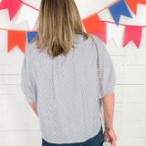 Carter Navy Pinstripe Top