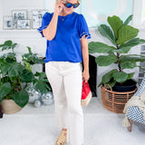 Cassidy Blue Ric Rac Trim Top Mary Square