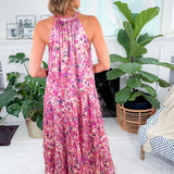 Celeste Pink Shimmer Maxi Dress Molly Bracken