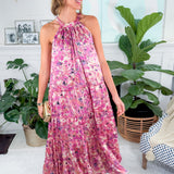 Celeste Pink Shimmer Maxi Dress Molly Bracken