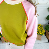 Chameleon Green Colorblock Sweater THML