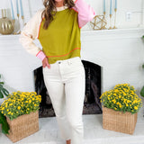 Chameleon Green Colorblock Sweater THML
