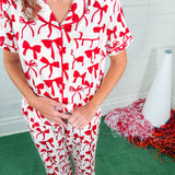 Charlotte Crimson + White Bows Pajama Set Mary Square